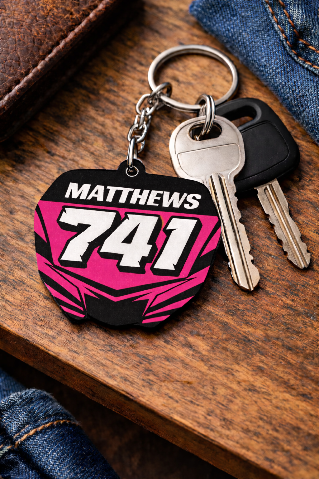 Yamaha Number Board Keyring- Pink - 011
