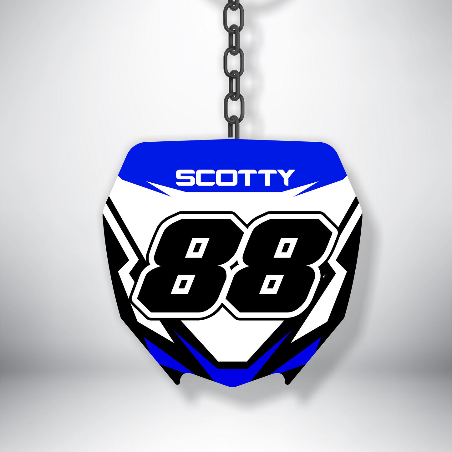 personalised number board motocross keyring