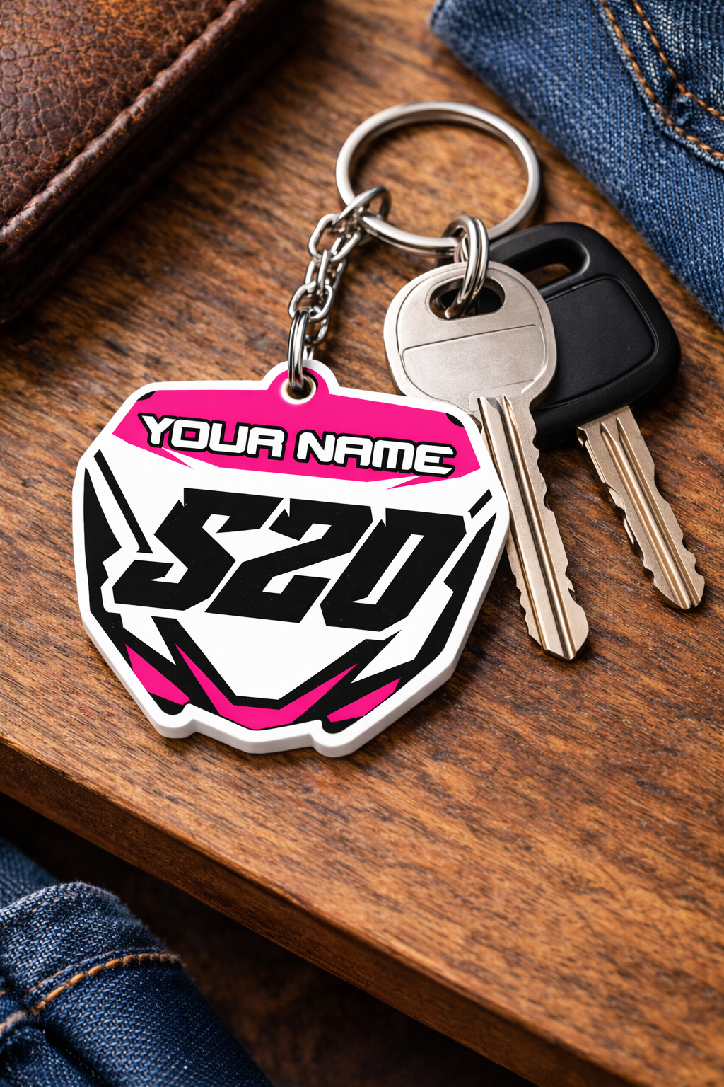 Yamaha Number Board Keyring- Pink - 010