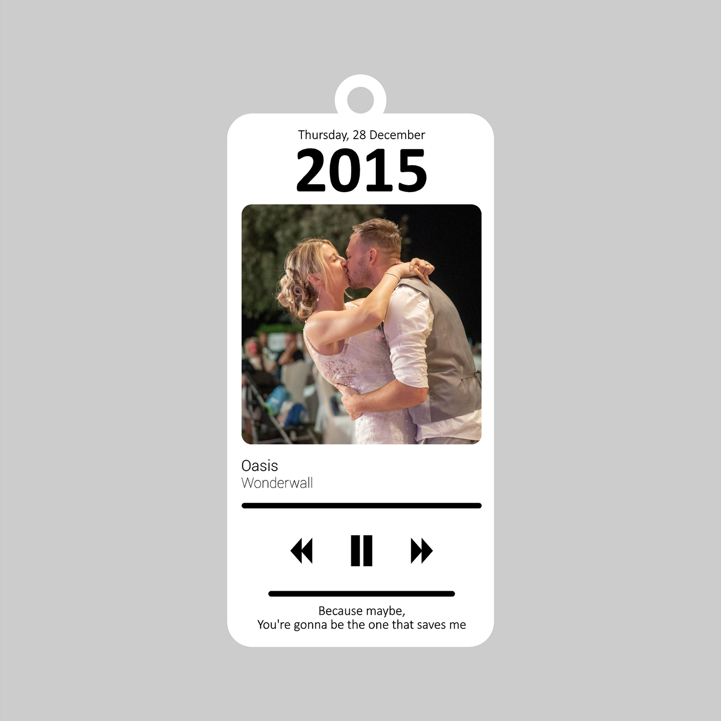 Album Cover Music Keyring - White
