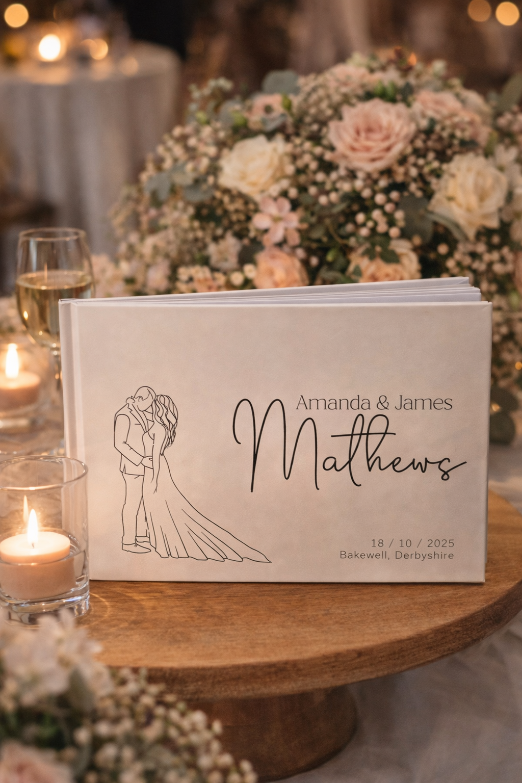 Personalised Wedding Album / Guest Book - Custom name, Message and Date - 001