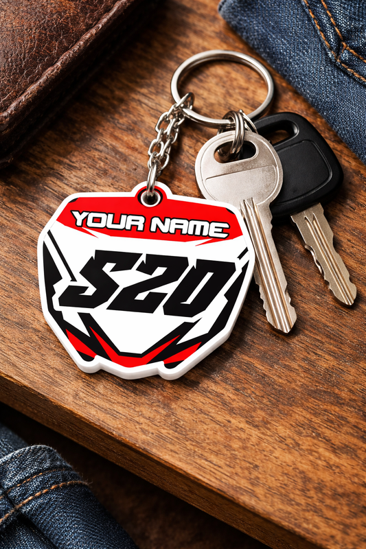 Yamaha Number Board Keyring- Red - 010