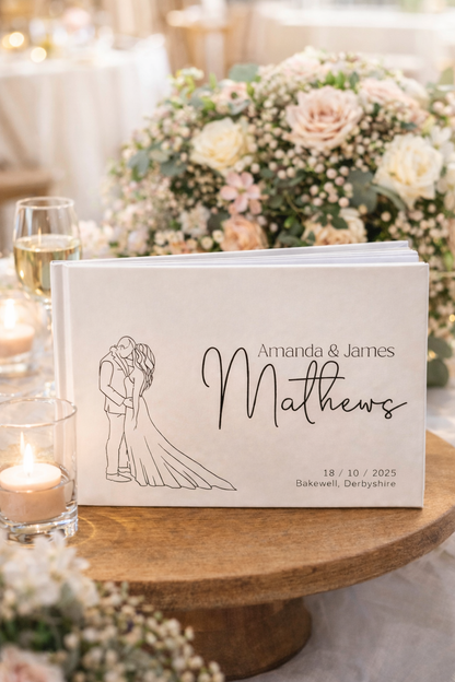 Personalised Wedding Album / Guest Book - Custom name, Message and Date - 001