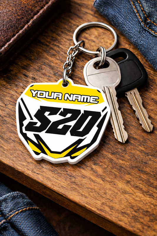 Yamaha Number Board Keyring- Yellow - 010