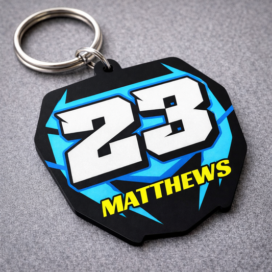 Yamaha Number Board Keyring- Blue / Yellow - 012