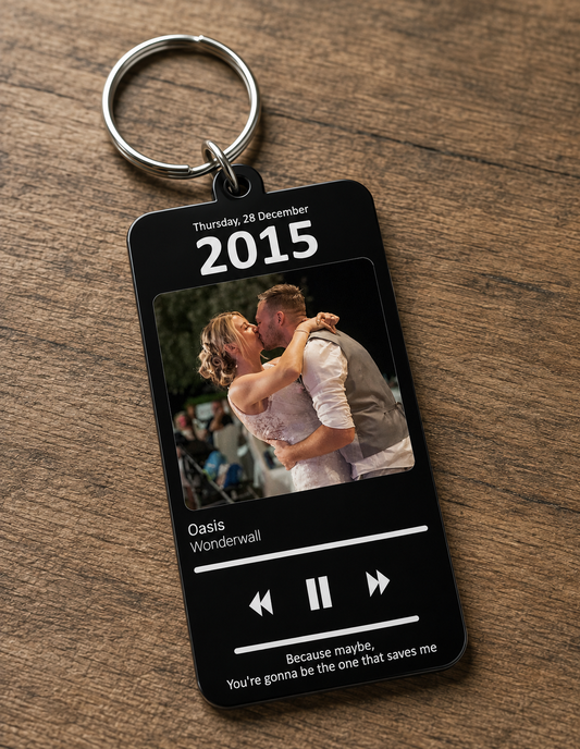 Album Cover Music Keyring - Black
