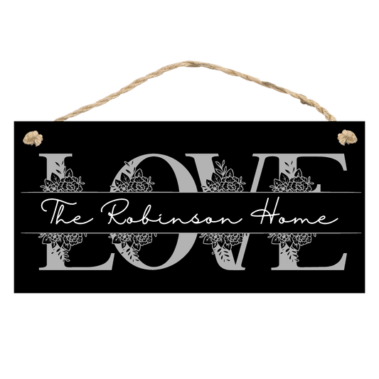 Family Name Love Hanging Sign - 300mm x 150mm