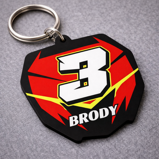 Yamaha Number Board Keyring- Red - 012
