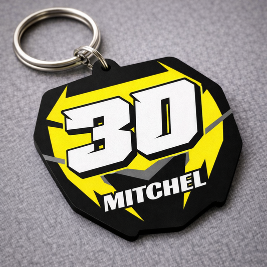 Yamaha Number Board Keyring- Yellow - 012
