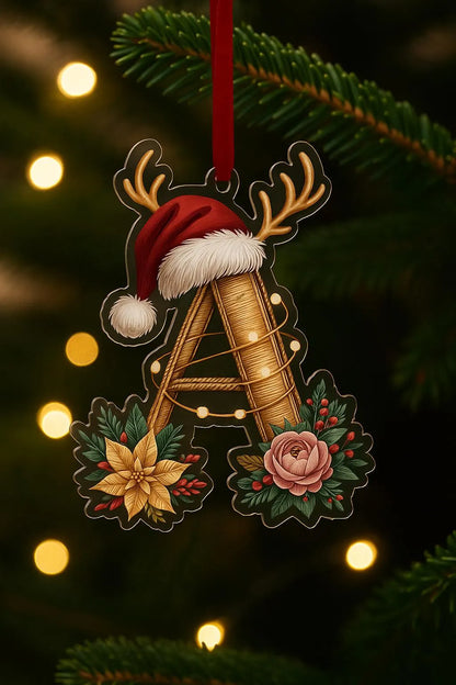 Personalised Letter Alphabet Bauble – Cute Festive Acrylic Ornament – Custom Family Name Xmas Tree Decoration