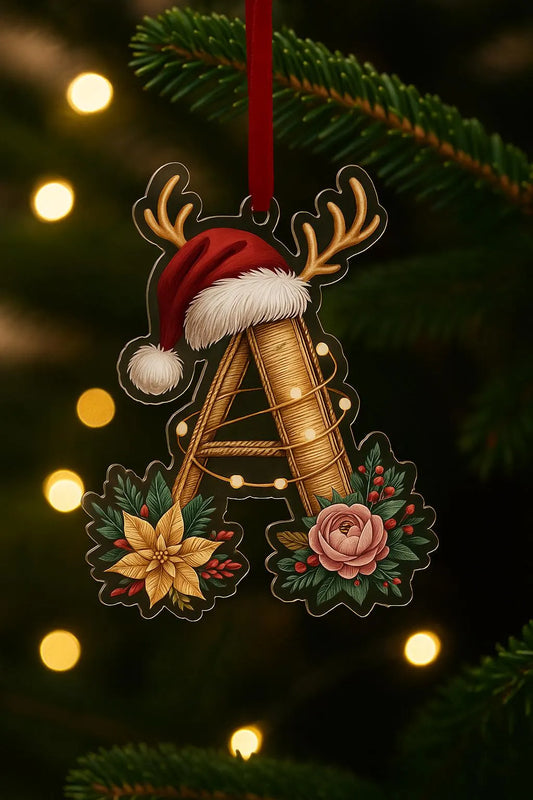 Personalised Letter Alphabet Bauble – Cute Festive Acrylic Ornament – Custom Family Name Xmas Tree Decoration