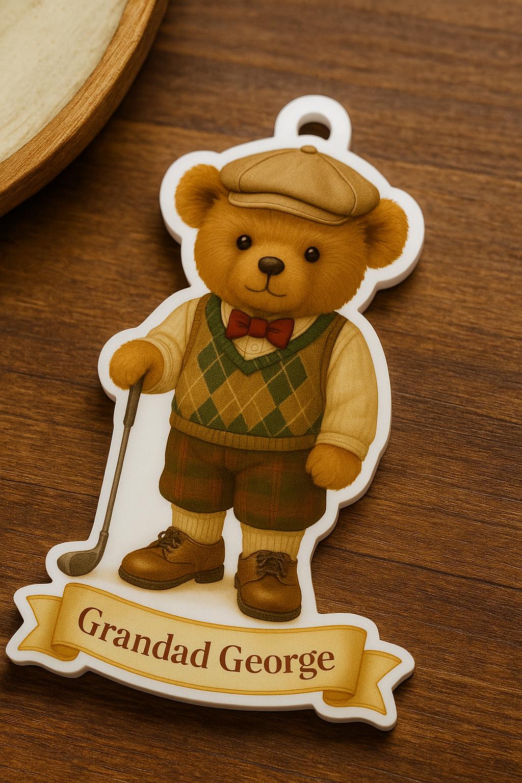 Personalised Golf Teddy Bear Christmas Tree Ornament - 95mm Tall