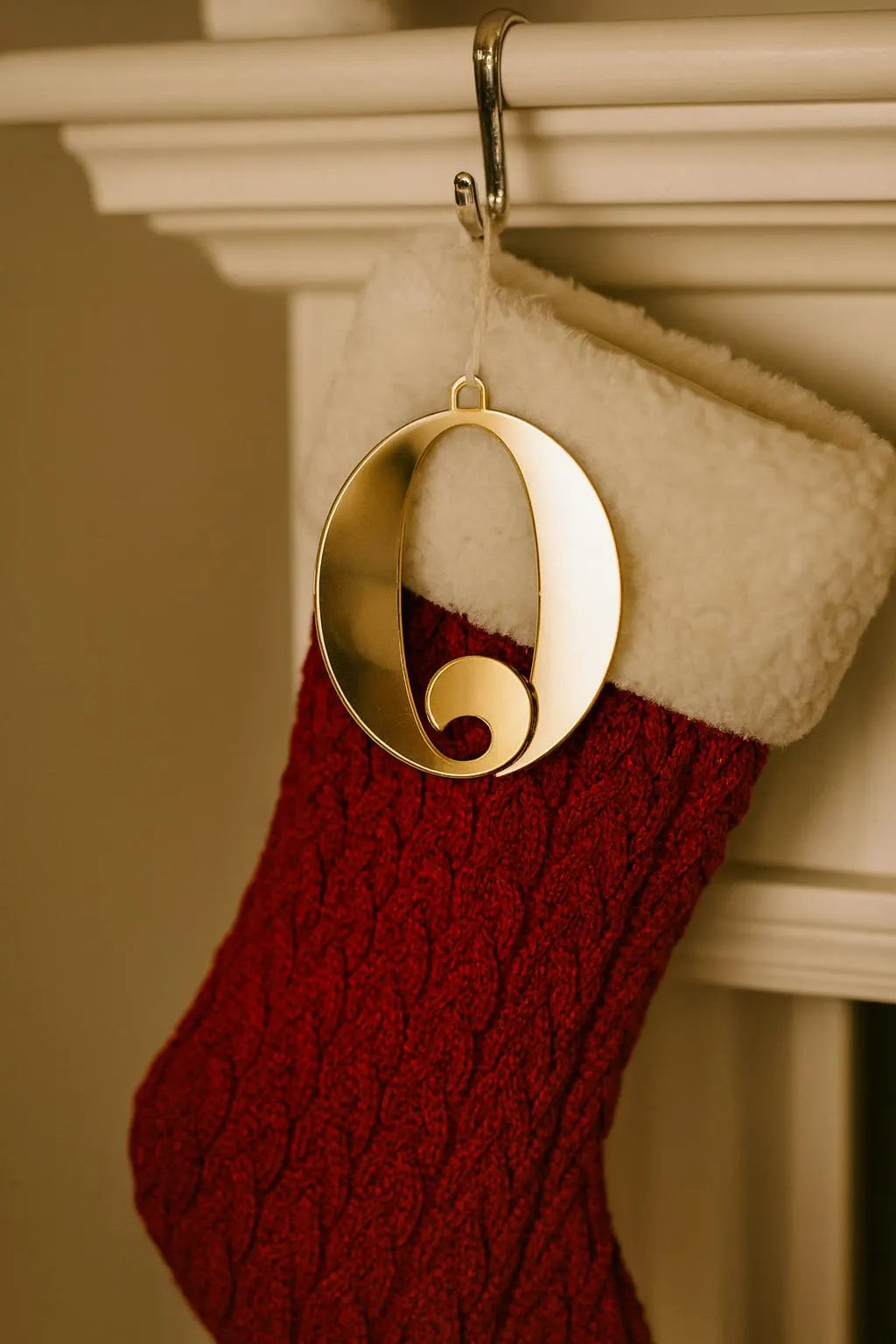 Personalised Letter Christmas Stocking Ornament - Mirror Gold Acrylic - 125mm Tall - Stocking Letters - Christmas Comeback 001