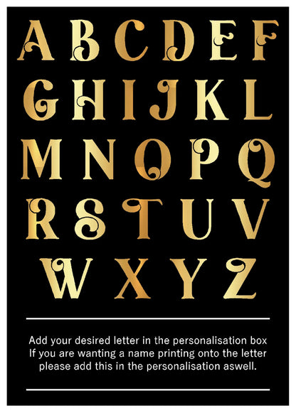 Personalised Letter Christmas Stocking Ornament - Mirror Gold Acrylic - 125mm Tall - Stocking Letters - Christmas Comeback 001