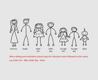 Personalised Stick Family Dog Tag Keyring – Custom Engraved Matte Black Keychain with Names