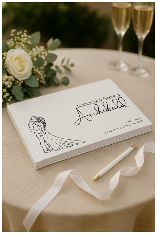 Personalised Wedding Album / Guest Book - Custom name, Message and Date - 001